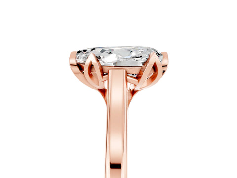 Rose gold Pear Cut Moissanite Solitaire Ring with Flower Prong Setting and Classic Band_17