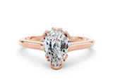 Rose gold Pear Cut Moissanite Solitaire Ring with Flower Prong Setting and Classic Band_36