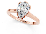 Rose gold Pear Cut Moissanite Solitaire Ring with Flower Prong Setting and Classic Band_37
