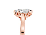 Rose gold Pear Cut Moissanite Solitaire Ring with Flower Prong Setting and Classic Band_41