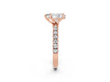 Rose gold Pear Cut Moissanite Solitaire Ring with Pavé Accents and Four-Prong Setting_2