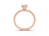 Rose gold Pear Cut Moissanite Solitaire Ring with Pavé Accents and Four-Prong Setting_3
