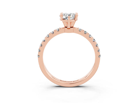 Rose gold Pear Cut Moissanite Solitaire Ring with Pavé Accents and Four-Prong Setting_3