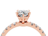 Rose gold Pear Cut Moissanite Solitaire Ring with Pavé Accents and Four-Prong Setting_4