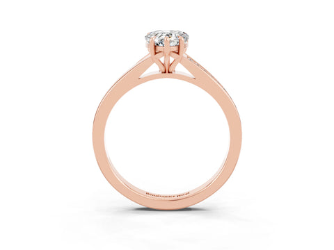 Rose gold Pear Cut Moissanite Solitaire Ring with Pavé Band and Prong Setting_15