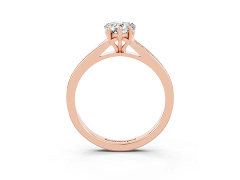 Rose gold Pear Cut Moissanite Solitaire Ring with Pavé Band and Prong Setting_3