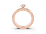 Rose gold Pear Cut Moissanite Solitaire Ring with Pavé and Channel Set Band_3