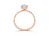 Rose gold Pear Cut Moissanite Solitaire Ring with Pave Band and Four Prong Setting_27