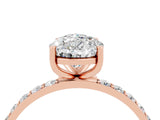 Rose gold Pear Cut Moissanite Solitaire Ring with Pave Band and Four Prong Setting_28