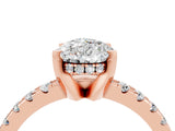 Rose gold Pear Cut Moissanite Solitaire Ring with Round  Pavé Band and Four-Prong Setting_46