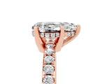 Rose gold Pear Cut Moissanite Solitaire Ring with Round  Pavé Band and Four-Prong Setting_47