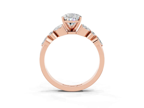 Rose gold Pear Cut Moissanite Solitaire Ring with Side Stones and Four-Prong Setting_15