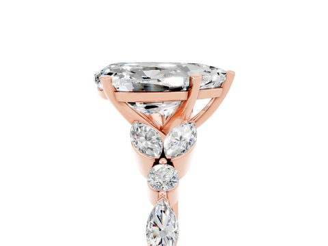 Rose gold Pear Cut Moissanite Solitaire Ring with Side Stones and Four-Prong Setting_17