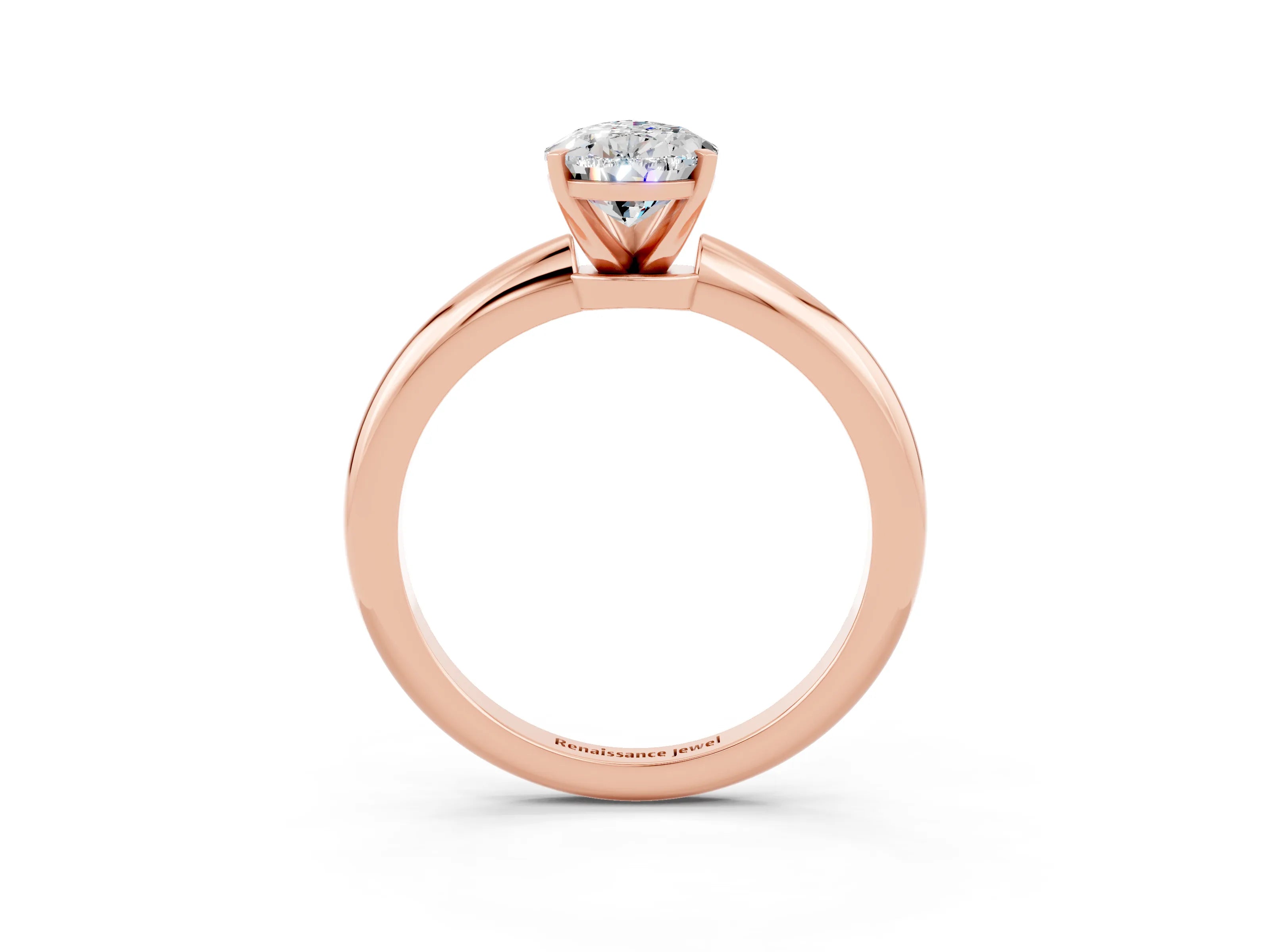Rose gold Pear Cut Moissanite Solitaire Ring with Six-Prong Setting and Classic Band_3