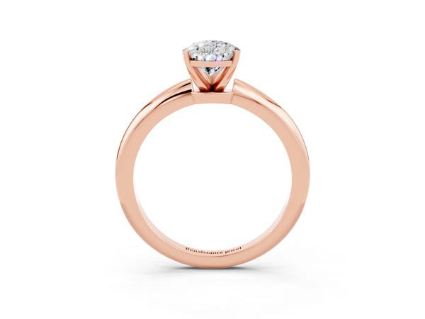 Rose gold Pear Cut Moissanite Solitaire Ring with Six-Prong Setting and Classic Band
