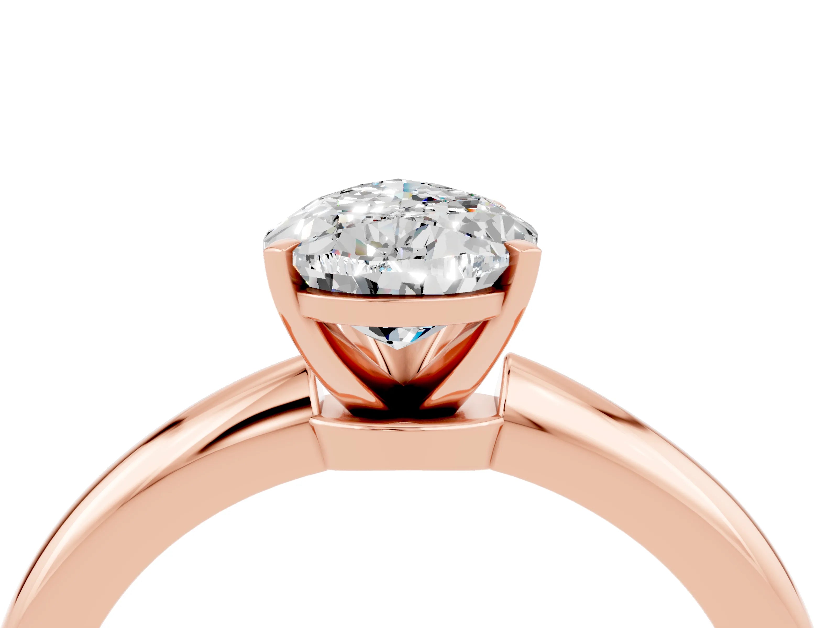 Rose gold Pear Cut Moissanite Solitaire Ring with Six-Prong Setting and Classic Band_4
