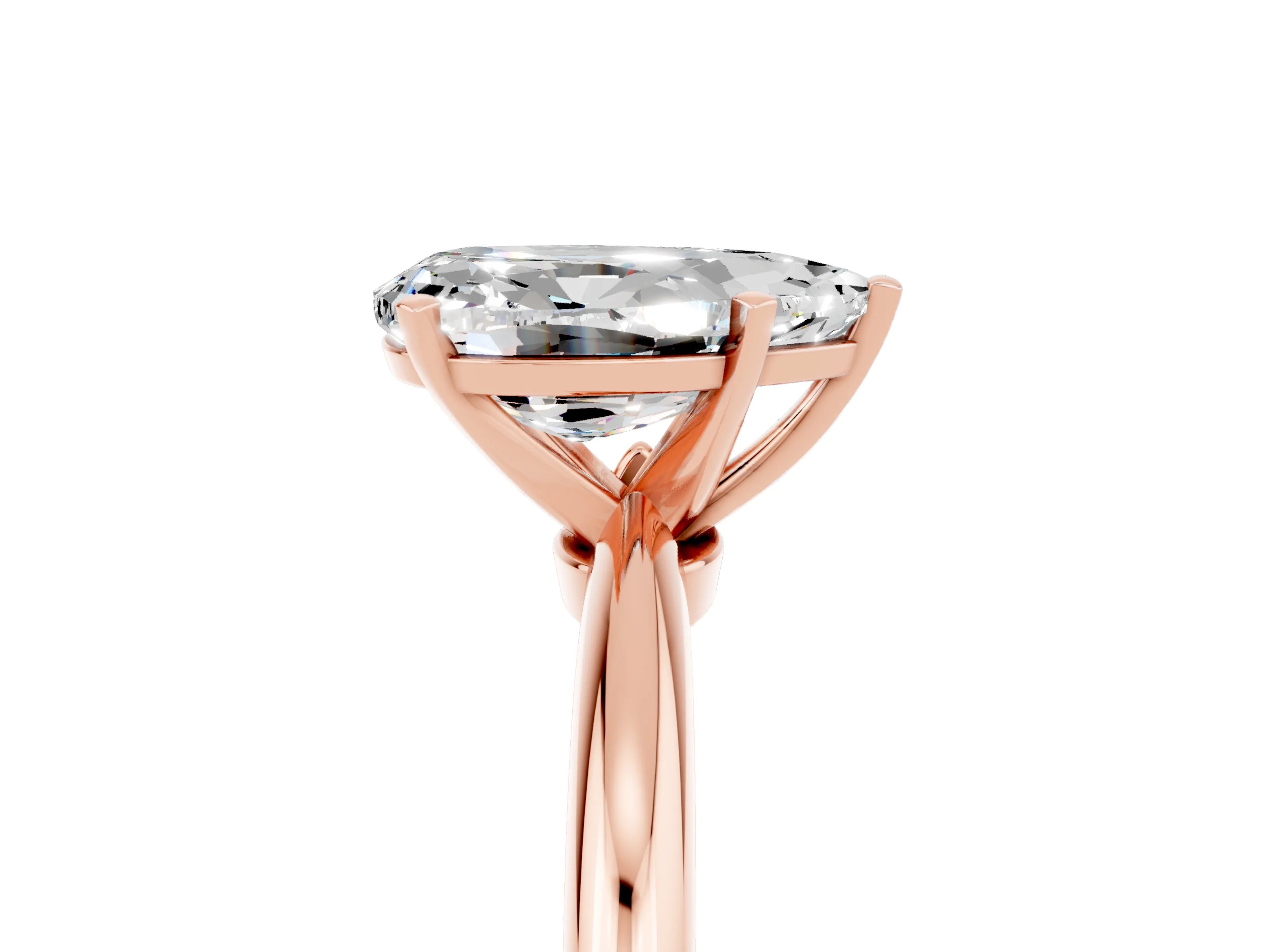 Rose gold Pear Cut Moissanite Solitaire Ring with Six-Prong Setting and Classic Band_5