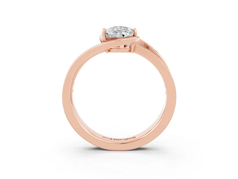 Rose gold Pear Cut Moissanite Solitaire Ring with Split Shank and Prong Setting_3