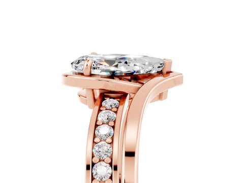 Rose gold Pear Cut Moissanite Solitaire Ring with Split Shank and Prong Setting_5