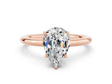 Rose gold Pear Cut Moissanite Solitaire Ring with Thin Band and Four-Prong Setting_12