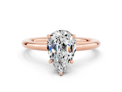 Rose gold Pear Cut Moissanite Solitaire Ring with Thin Band and Four-Prong Setting_12