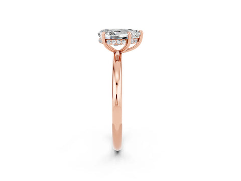 Rose gold Pear Cut Moissanite Solitaire Ring with Thin Band and Four-Prong Setting_14