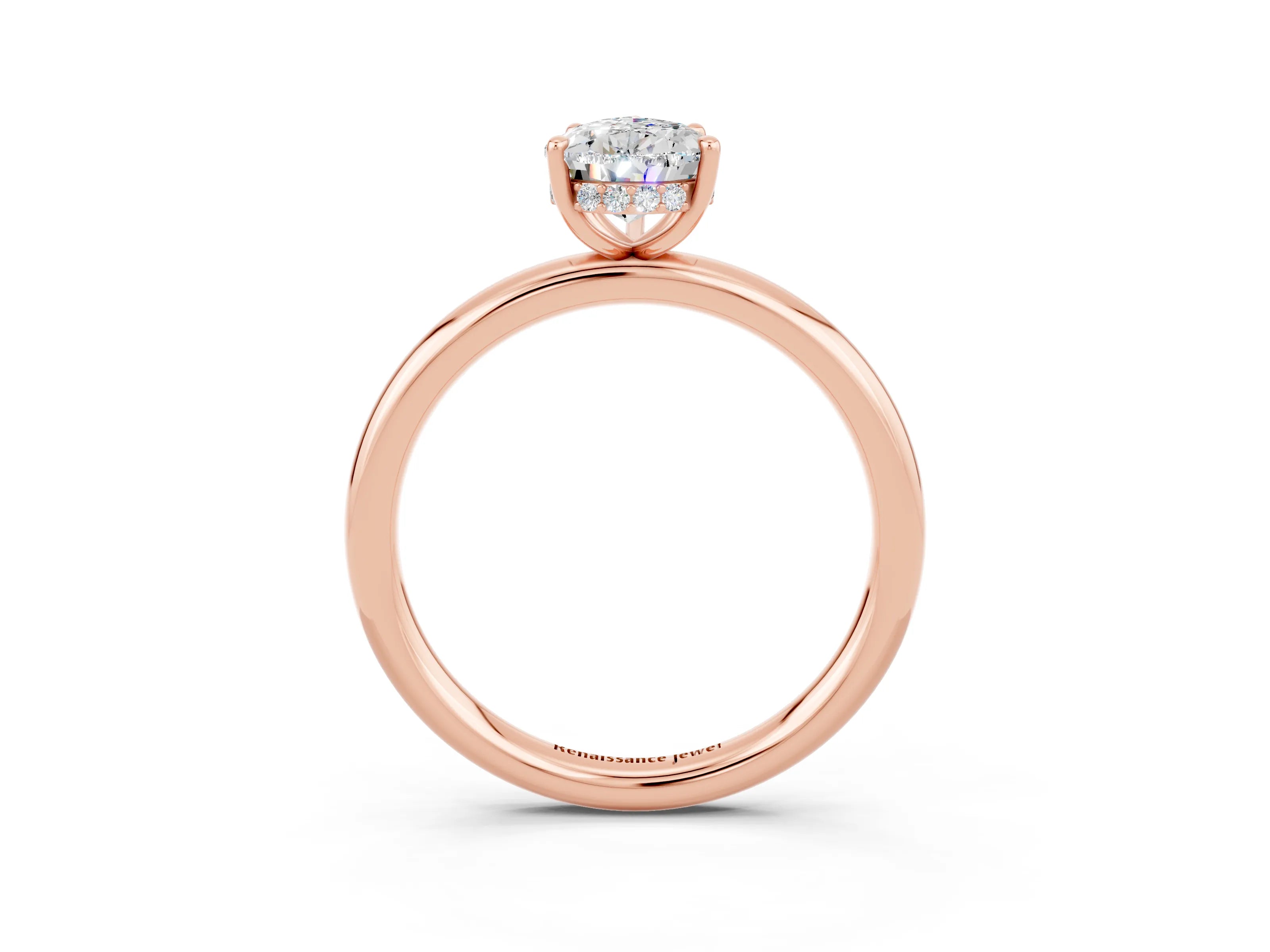 Rose gold Pear Cut Moissanite Solitaire Ring with Thin Band and Four-Prong Setting_15