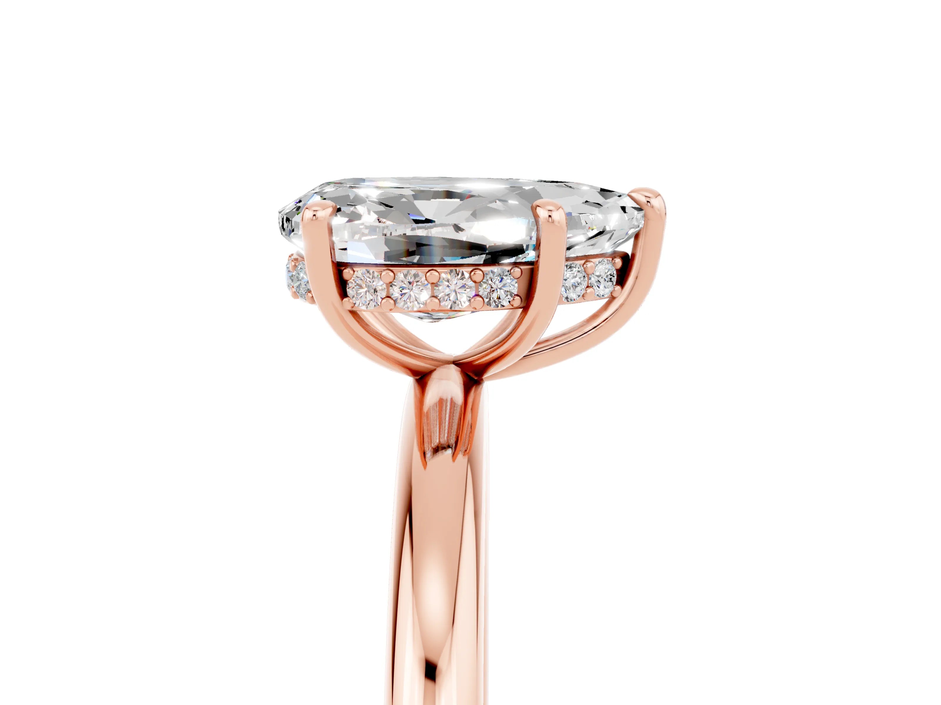 Rose gold Pear Cut Moissanite Solitaire Ring with Thin Band and Four-Prong Setting_17