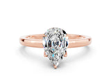 Rose gold Pear Cut Moissanite Solitaire Ring with Thin Band and Prong Setting_12