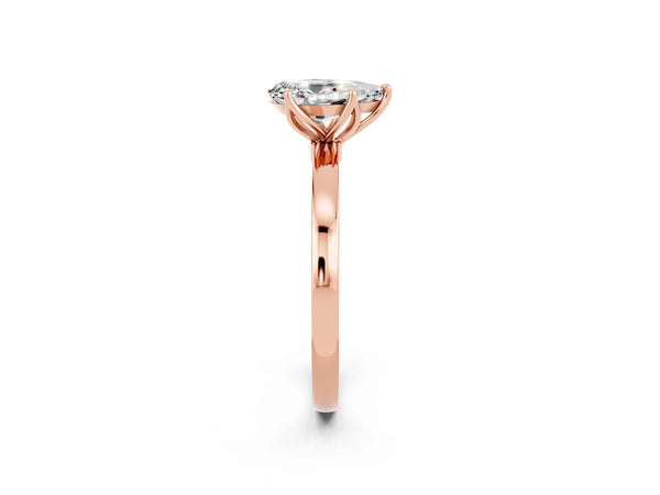 Rose gold Pear Cut Moissanite Solitaire Ring with Thin Band and Prong Setting