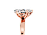 Rose gold Pear Cut Moissanite Solitaire Ring with Thin Band and Prong Setting_17