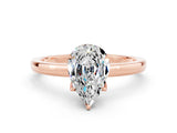 Rose gold Pear Cut Moissanite Solitaire Ring with Thin Band and Prong Setting_24