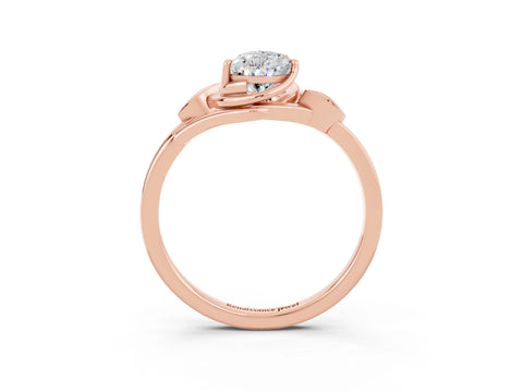 Rose gold Pear Cut Moissanite Solitaire Ring with Twist Band and Four-Prong Setting_27