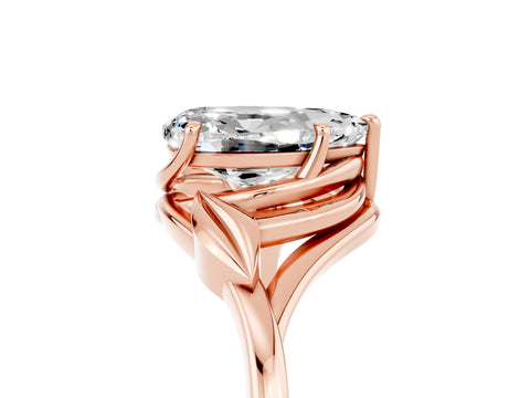 Rose gold Pear Cut Moissanite Solitaire Ring with Twist Band and Four-Prong Setting_29