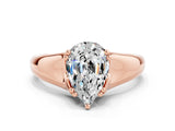 Rose gold Pear Cut Moissanite Solitaire Ring with Wide Band and Prong Setting