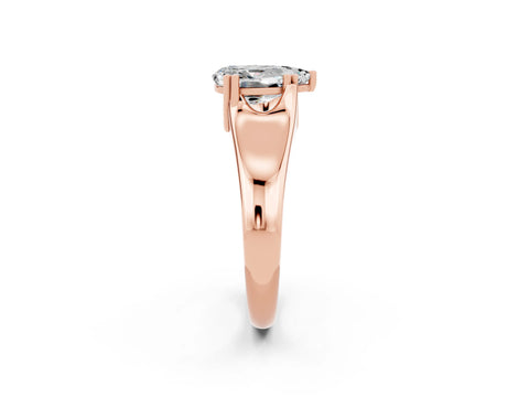 Rose gold Pear Cut Moissanite Solitaire Ring with Wide Band and Prong Setting_2