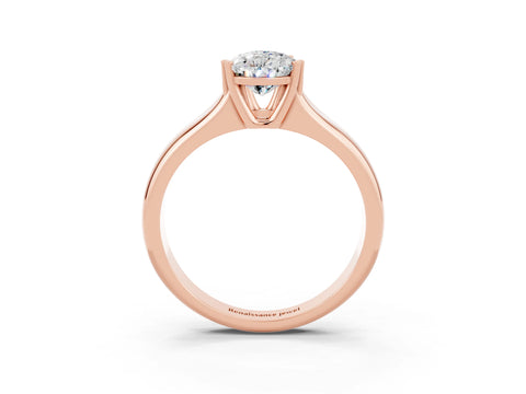Rose gold Pear Cut Moissanite Solitaire Ring with Wide Band and Prong Setting_3