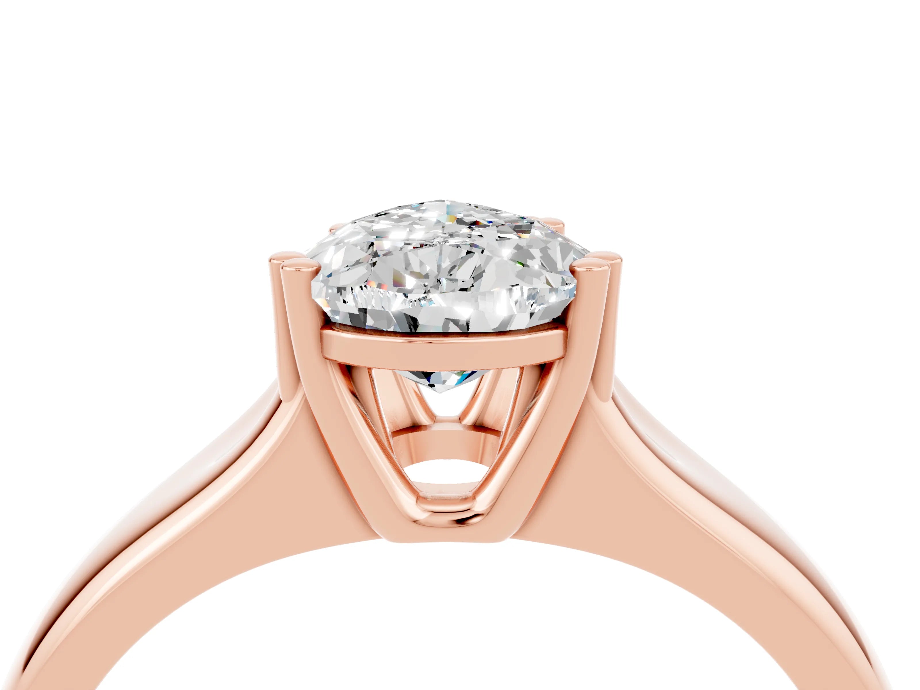 Rose gold Pear Cut Moissanite Solitaire Ring with Wide Band and Prong Setting_4
