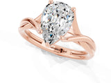 Rose gold Pear Cut Moissanite Solitaire Twist Band Prong Setting Ring_37