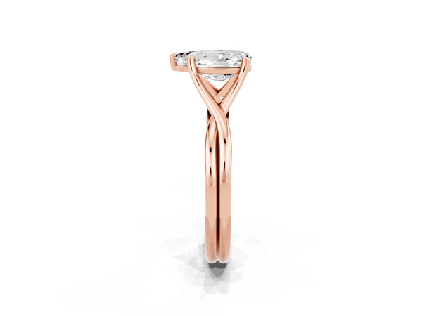 Rose gold Pear Cut Moissanite Solitaire Twist Band Prong Setting Ring