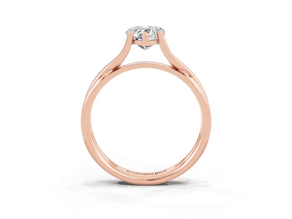 Rose gold Pear Cut Moissanite Solitaire Twist Band Prong Setting Ring