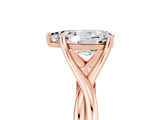 Rose gold Pear Cut Moissanite Solitaire Twist Band Prong Setting Ring_41