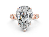Rose gold Pear Cut Moissanite Solitaire Twisted Band with Round  Accents and Prong Setting_24