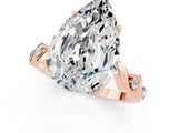 Rose gold Pear Cut Moissanite Solitaire Twisted Band with Round  Accents and Prong Setting_25