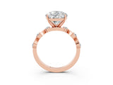 Rose gold Pear Cut Moissanite Solitaire Twisted Band with Round  Accents and Prong Setting_27
