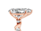 Rose gold Pear Cut Moissanite Solitaire Twisted Band with Round  Accents and Prong Setting_29