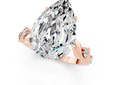 Rose gold Pear Cut Moissanite Solitaire Twisted Band with Round  Accents and Prong Setting_37