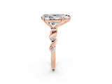 Rose gold Pear Cut Moissanite Solitaire Twisted Band with Round  Accents and Prong Setting_38