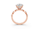 Rose gold Pear Cut Moissanite Solitaire Twisted Band with Round  Accents and Prong Setting_39