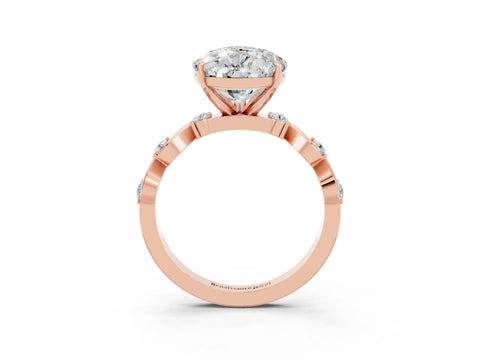 Rose gold Pear Cut Moissanite Solitaire Twisted Band with Round  Accents and Prong Setting_39